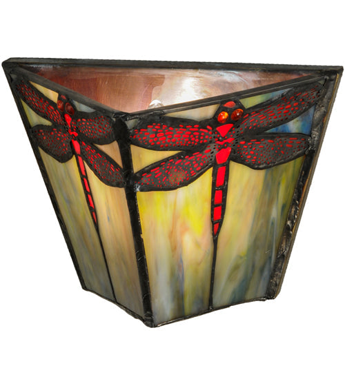 Meyda Lighting Prairie Dragonfly 8" Wall Sconce With Multi-Colored Shade Glass