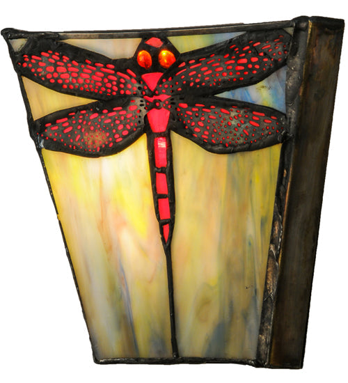 Meyda Lighting Prairie Dragonfly 8" Wall Sconce With Multi-Colored Shade Glass
