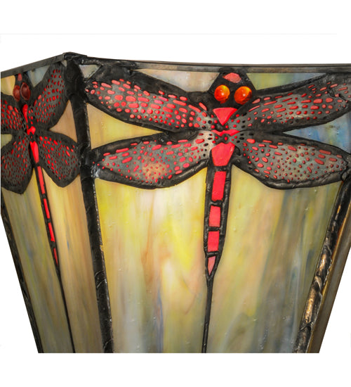 Meyda Lighting Prairie Dragonfly 8" Wall Sconce With Multi-Colored Shade Glass