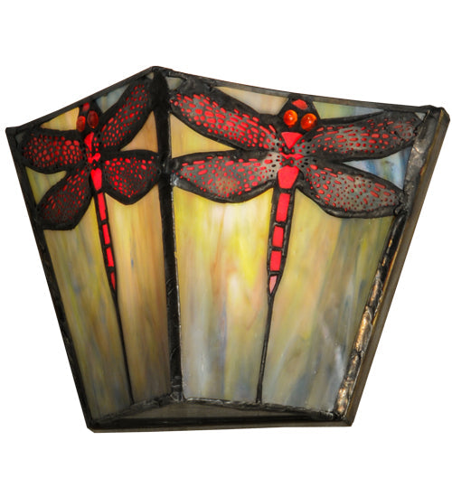 Meyda Lighting Prairie Dragonfly 8" Wall Sconce With Multi-Colored Shade Glass