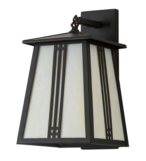 Meyda Lighting Prairie Loft 10" Exterior Oil Rubbed Bronze Hanging Wall Sconce With Creme Carrare Idalight Shade Glass