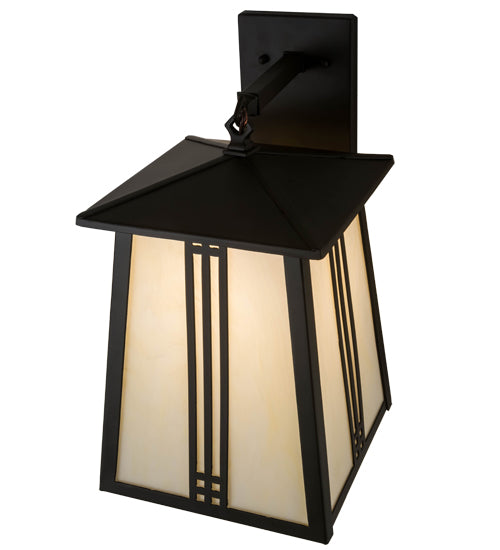 Meyda Lighting Prairie Loft 10" Exterior Oil Rubbed Bronze Hanging Wall Sconce With Creme Carrare Idalight Shade Glass