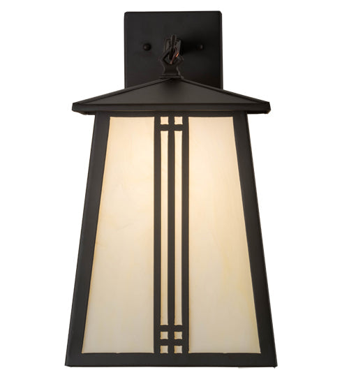 Meyda Lighting Prairie Loft 10" Exterior Oil Rubbed Bronze Hanging Wall Sconce With Creme Carrare Idalight Shade Glass