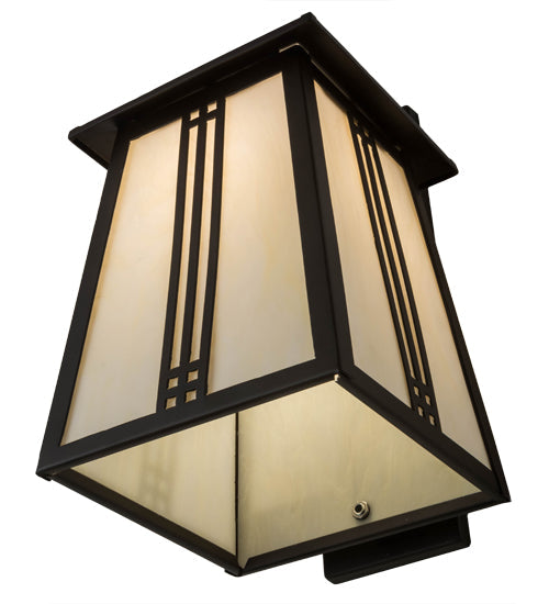 Meyda Lighting Prairie Loft 10" Exterior Oil Rubbed Bronze Hanging Wall Sconce With Creme Carrare Idalight Shade Glass