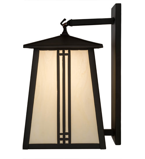 Meyda Lighting Prairie Loft 10" Exterior Oil Rubbed Bronze Hanging Wall Sconce With Creme Carrare Idalight Shade Glass