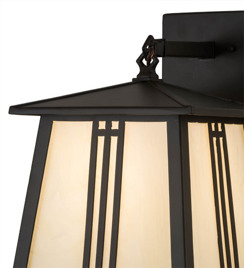 Meyda Lighting Prairie Loft 10" Exterior Oil Rubbed Bronze Hanging Wall Sconce With Creme Carrare Idalight Shade Glass