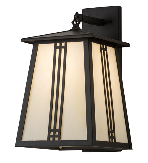 Meyda Lighting Prairie Loft 10" Exterior Oil Rubbed Bronze Hanging Wall Sconce With Creme Carrare Idalight Shade Glass