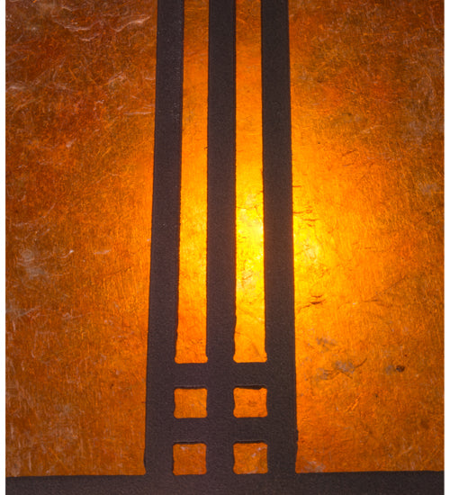 Meyda Lighting Prairie Loft 10" Mahogany Bronze Pendant Light With Amber Mica Shade Glass