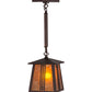Meyda Lighting Prairie Loft 10" Mahogany Bronze Pendant Light With Amber Mica Shade Glass