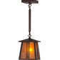 Meyda Lighting Prairie Loft 10" Mahogany Bronze Pendant Light With Amber Mica Shade Glass