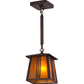 Meyda Lighting Prairie Loft 10" Mahogany Bronze Pendant Light With Amber Mica Shade Glass