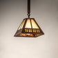 Meyda Lighting Prairie Loft 11" Coffee Cinnamon Metallic Mini Pendant Light With Beige Iridescent & Amber Mica Shade Glass
