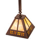 Meyda Lighting Prairie Loft 11" Coffee Cinnamon Metallic Mini Pendant Light With Beige Iridescent & Amber Mica Shade Glass
