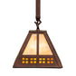 Meyda Lighting Prairie Loft 11" Coffee Cinnamon Metallic Mini Pendant Light With Beige Iridescent & Amber Mica Shade Glass