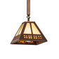 Meyda Lighting Prairie Loft 11" Coffee Cinnamon Metallic Mini Pendant Light With Beige Iridescent & Amber Mica Shade Glass