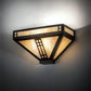 Meyda Lighting Prairie Loft 12" Craftsman Brown Wall Sconce With Beige Iridescent Shade Glass