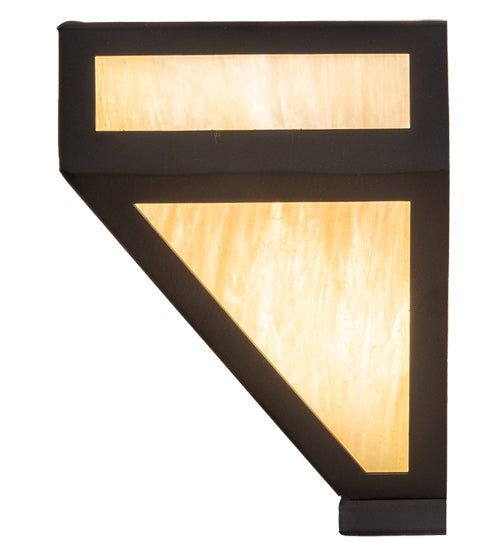 Meyda Lighting Prairie Loft 12" Craftsman Brown Wall Sconce With Beige Iridescent Shade Glass