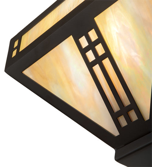 Meyda Lighting Prairie Loft 12" Craftsman Brown Wall Sconce With Beige Iridescent Shade Glass