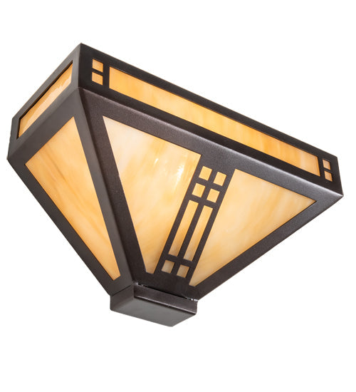 Meyda Lighting Prairie Loft 12" Mahogany Bronze Wall Sconce With Beige Art Shade Glass