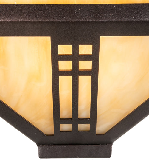 Meyda Lighting Prairie Loft 12" Mahogany Bronze Wall Sconce With Beige Art Shade Glass