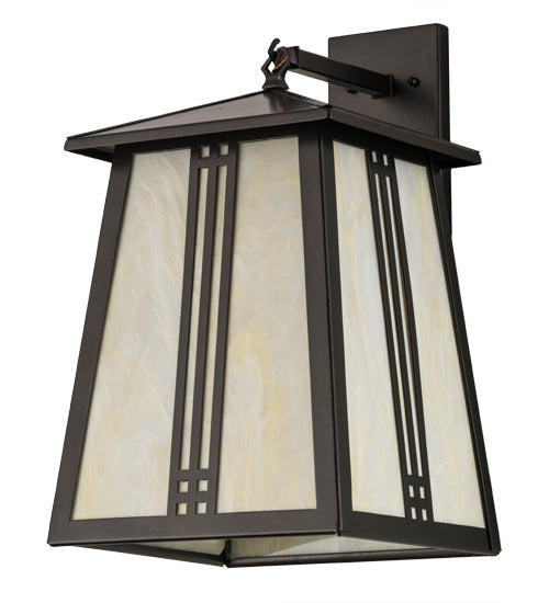 Meyda Lighting Prairie Loft 12" Oil Rubbed Bronze Hanging Wall Sconce With Creme Carrare Idalight Shade Glass