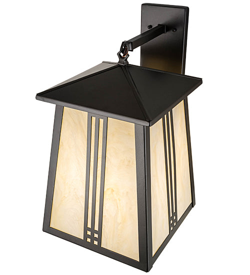 Meyda Lighting Prairie Loft 12" Oil Rubbed Bronze Hanging Wall Sconce With Creme Carrare Idalight Shade Glass