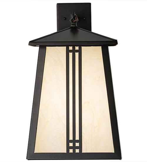 Meyda Lighting Prairie Loft 12" Oil Rubbed Bronze Hanging Wall Sconce With Creme Carrare Idalight Shade Glass