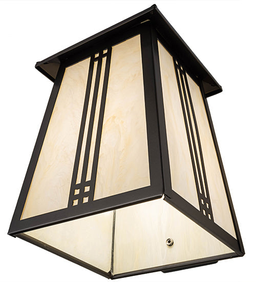 Meyda Lighting Prairie Loft 12" Oil Rubbed Bronze Hanging Wall Sconce With Creme Carrare Idalight Shade Glass