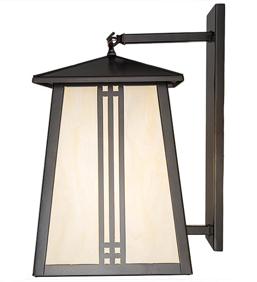 Meyda Lighting Prairie Loft 12" Oil Rubbed Bronze Hanging Wall Sconce With Creme Carrare Idalight Shade Glass