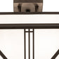 Meyda Lighting Prairie Loft 18"Sq 4-Light Oil Rubbed Bronze Semi-flush Mount Light With White Art Shade Glass