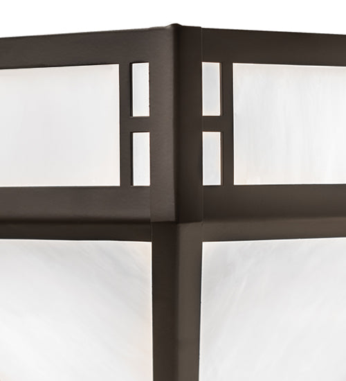 Meyda Lighting Prairie Loft 18"Sq 4-Light Oil Rubbed Bronze Semi-flush Mount Light With White Art Shade Glass