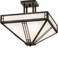 Meyda Lighting Prairie Loft 18"Sq 4-Light Oil Rubbed Bronze Semi-flush Mount Light With White Art Shade Glass