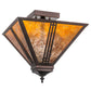 Meyda Lighting Prairie Loft 19" 2-Light Mahogany Bronze Flush Mount Light With Amber Mica Shade Glass