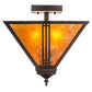 Meyda Lighting Prairie Loft 19" 2-Light Mahogany Bronze Flush Mount Light With Amber Mica Shade Glass