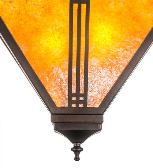 Meyda Lighting Prairie Loft 19" 2-Light Mahogany Bronze Flush Mount Light With Amber Mica Shade Glass