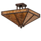 Meyda Lighting Prairie Loft 23" 4-Light Mahogany Bronze Flush Mount Light With Amber Mica Shade Glass