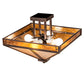 Meyda Lighting Prairie Loft 23" 4-Light Mahogany Bronze Flush Mount Light With Amber Mica Shade Glass