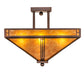 Meyda Lighting Prairie Loft 23" 4-Light Mahogany Bronze Flush Mount Light With Amber Mica Shade Glass