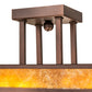 Meyda Lighting Prairie Loft 23" 4-Light Mahogany Bronze Flush Mount Light With Amber Mica Shade Glass