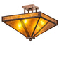 Meyda Lighting Prairie Loft 23" 4-Light Mahogany Bronze Flush Mount Light With Amber Mica Shade Glass