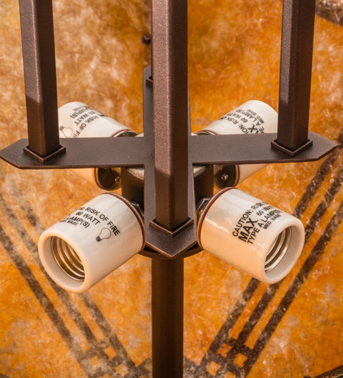 Meyda Lighting Prairie Loft 26" 4-Light Mahogany Bronze Semi-flush Light With Amber Mica Shade Glass