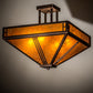 Meyda Lighting Prairie Loft 26" 4-Light Mahogany Bronze Semi-flush Light With Amber Mica Shade Glass