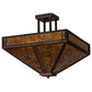 Meyda Lighting Prairie Loft 26" 4-Light Mahogany Bronze Semi-flush Light With Amber Mica Shade Glass