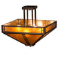 Meyda Lighting Prairie Loft 26" 4-Light Mahogany Bronze Semi-flush Light With Amber Mica Shade Glass