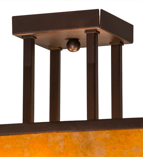Meyda Lighting Prairie Loft 26" 4-Light Mahogany Bronze Semi-flush Light With Amber Mica Shade Glass