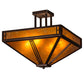 Meyda Lighting Prairie Loft 26" 4-Light Mahogany Bronze Semi-flush Light With Amber Mica Shade Glass