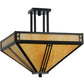 Meyda Lighting Prairie Loft 26" 4-Light Oil Rubbed Bronze Semi-flush Mount Ceiling Light With Beige Art Shade Glass