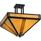 Meyda Lighting Prairie Loft 26" 4-Light Oil Rubbed Bronze Semi-flush Mount Ceiling Light With Beige Art Shade Glass