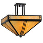 Meyda Lighting Prairie Loft 26" 4-Light Oil Rubbed Bronze Semi-flush Mount Ceiling Light With Beige Art Shade Glass