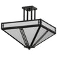 Meyda Lighting Prairie Loft 26" 4-Light Textured Black Semi-flush Mount Ceiling Light With White Art Shade Glass